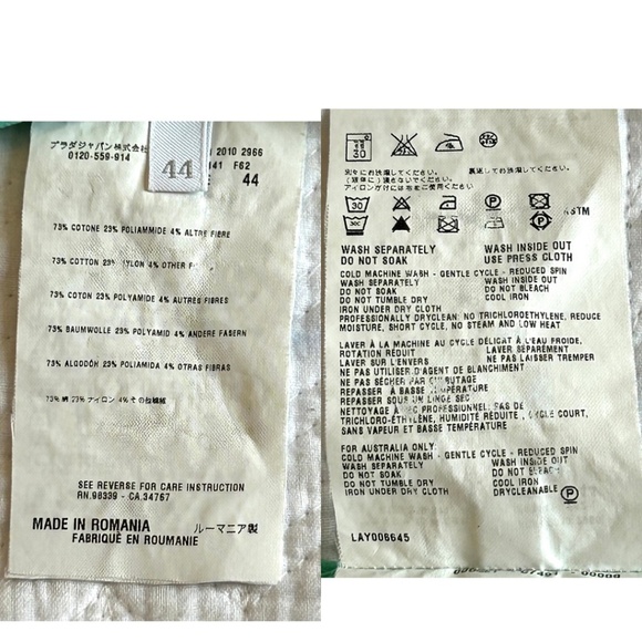 PRADA SPORT Square Neck Ruffle Short Sleeve Cotton Blend Top Green Size 44/US10 - Picture 10 of 16